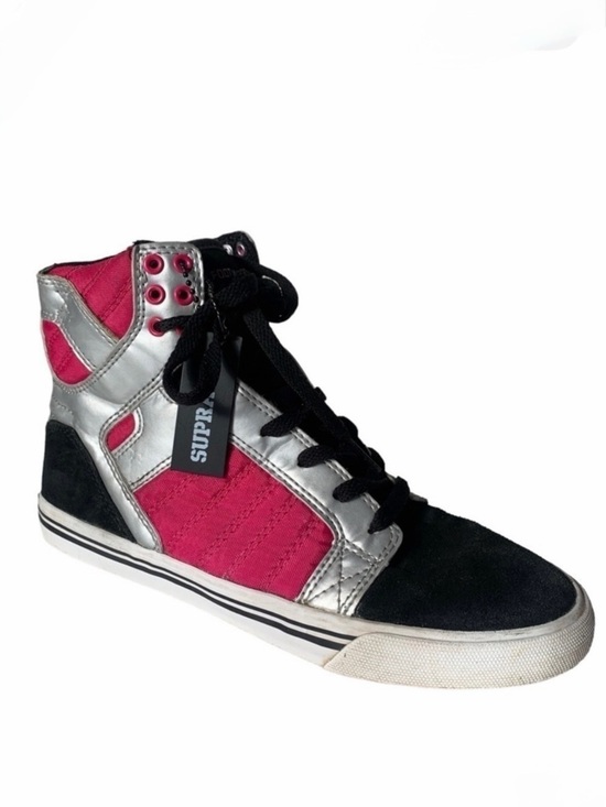 Supra Shoes - Supra Muska 001 High Top Skater Shoe Sneaker Leather Suede Pink Silver Black 9